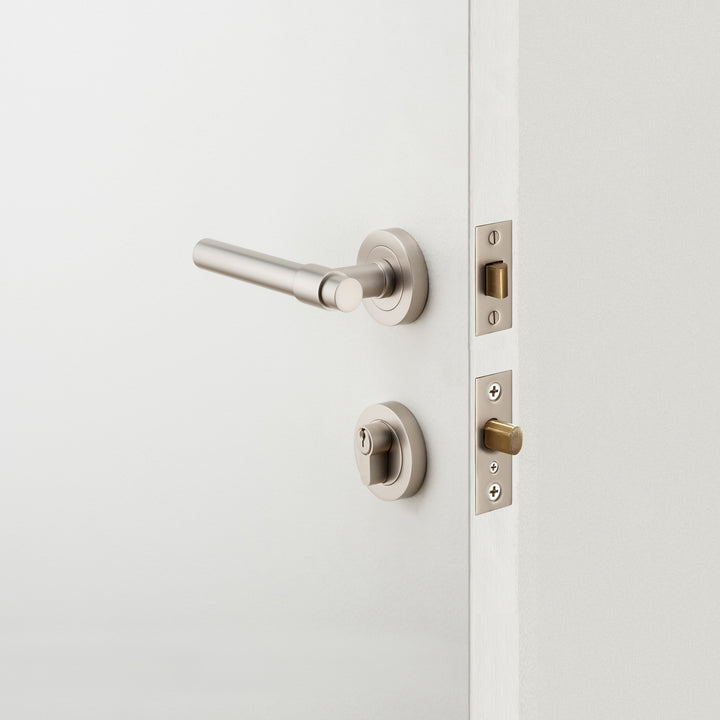 Euro Mortice Deadbolt Kit - 60mm Backset with Round Euro Escutcheon Key/Key Satin Nickel