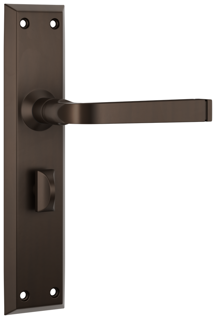 Door Lever Menton Privacy Pair Antique Brass H225xW50xP75mm with privacy adaptor