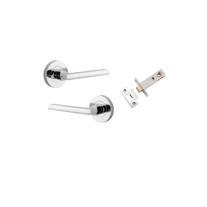 Baltimore Lever - Round Rose (Inbuilt Privacy) Polished Chrome