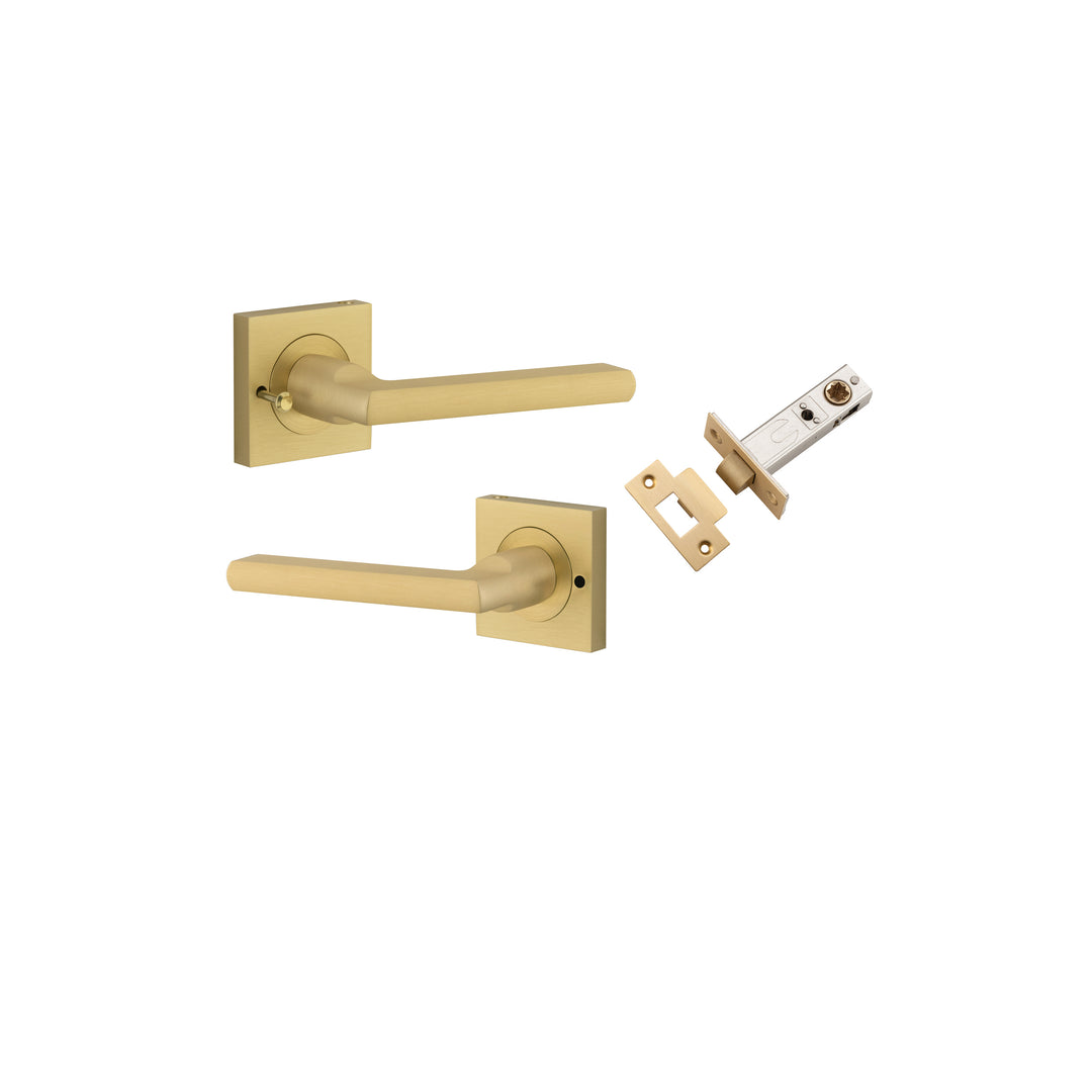 Baltimore Lever - Square Rose (Inbuilt Privacy) Brushed Gold PVD