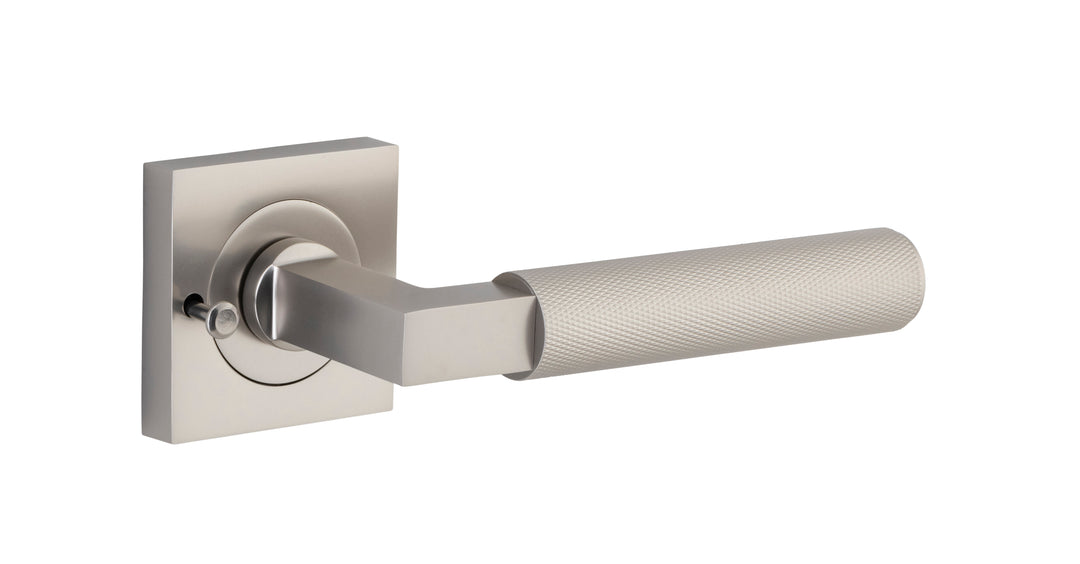 Brunswick Lever - Square Rose Privacy Kit (Inbuilt Privacy) Satin Nickel