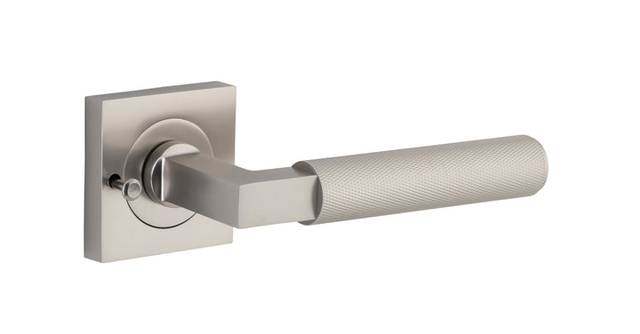 Brunswick Lever - Square Rose Privacy Kit (Inbuilt Privacy) Satin Nickel