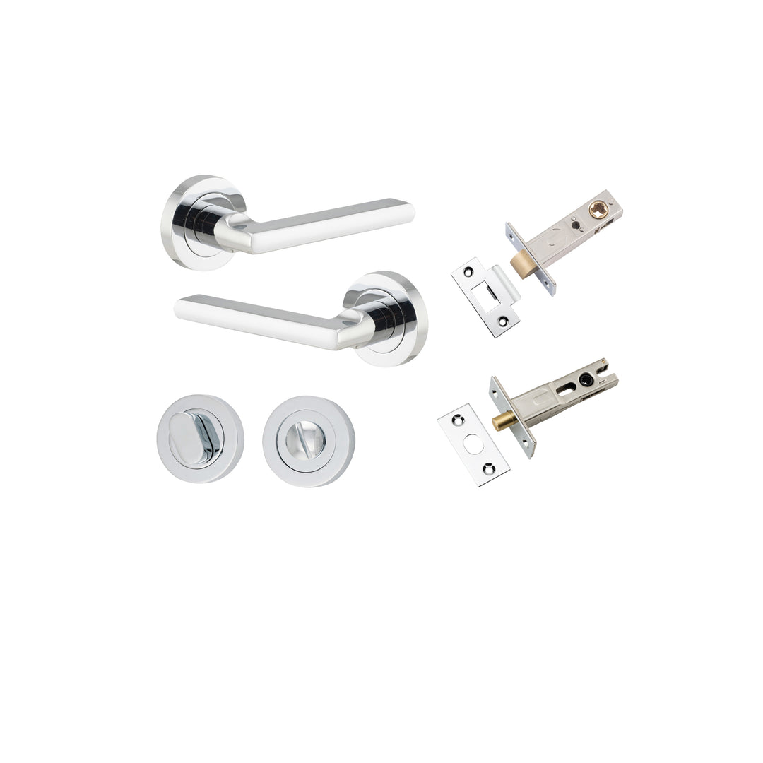 Baltimore Lever - Round Rose Privacy Kit with Separate Privacy Turn Polished Chrome