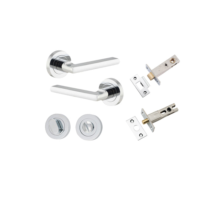 Baltimore Lever - Round Rose Privacy Kit with Separate Privacy Turn Polished Chrome