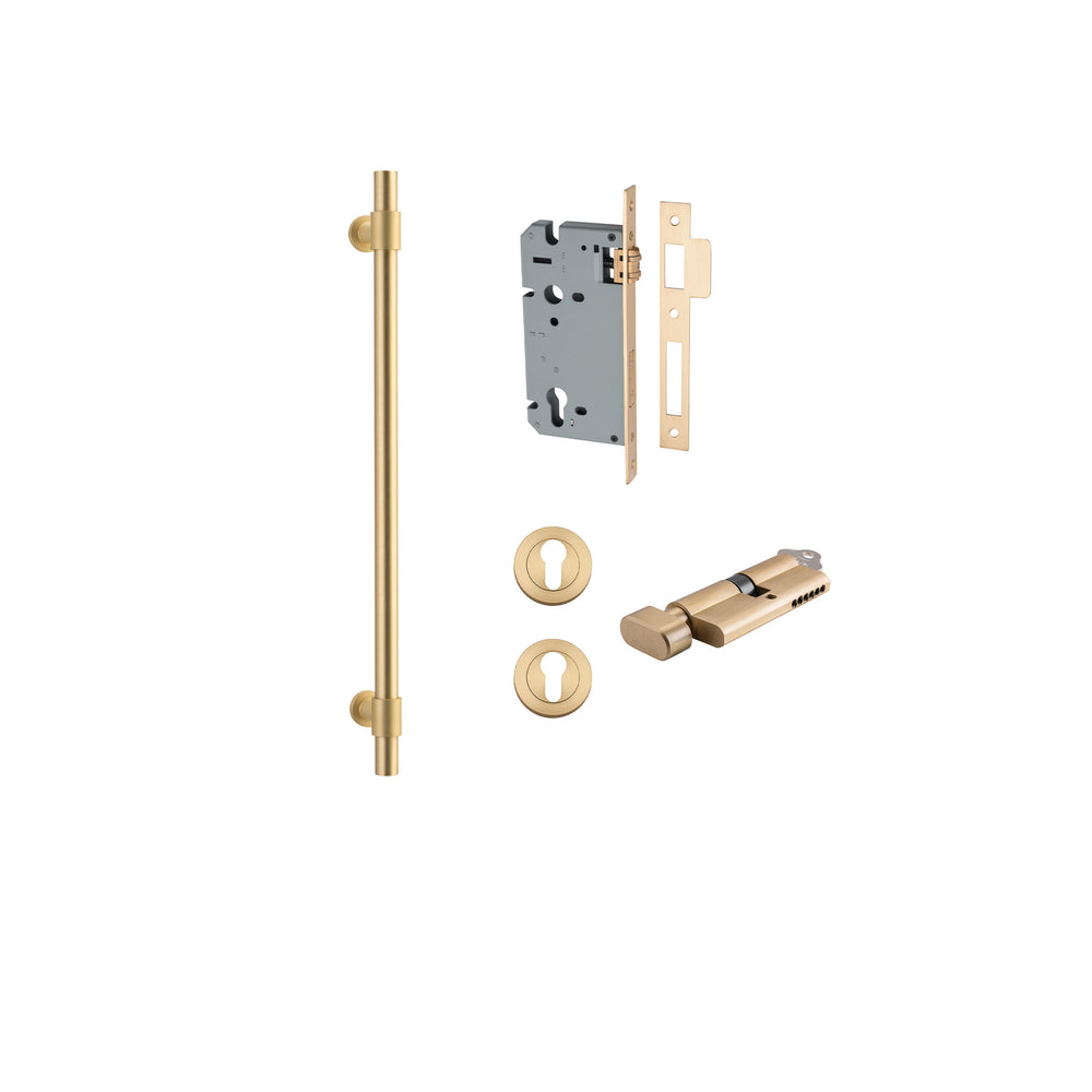 Helsinki Pull Handle - 450mm Entrance Kit with Separate High Security Lock Brushed Gold PVD