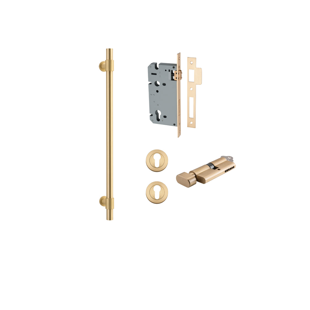 Helsinki Pull Handle - 450mm Entrance Kit with Separate High Security Lock Brushed Gold PVD