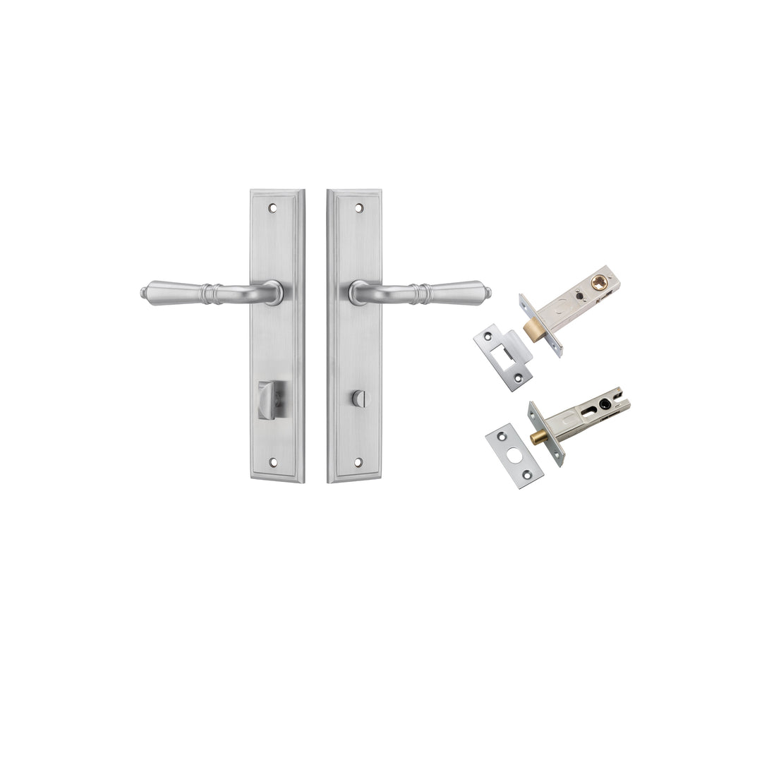 Sarlat Lever - Stepped Backplate Privacy Kit Brushed Chrome