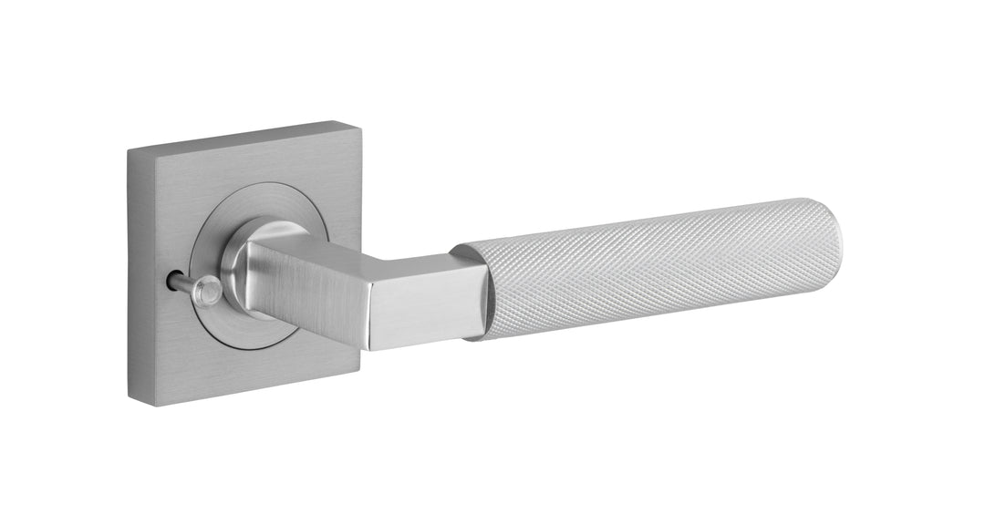 Brunswick Lever - Square Rose Privacy Kit (Inbuilt Privacy) Brushed Chrome