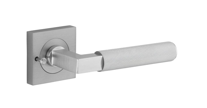 Brunswick Lever - Square Rose Privacy Kit (Inbuilt Privacy) Brushed Chrome