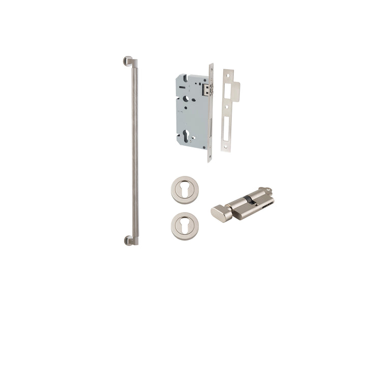 Brunswick Pull Handle - 600mm Entrance Kit with Separate High Security Lock Satin Nickel