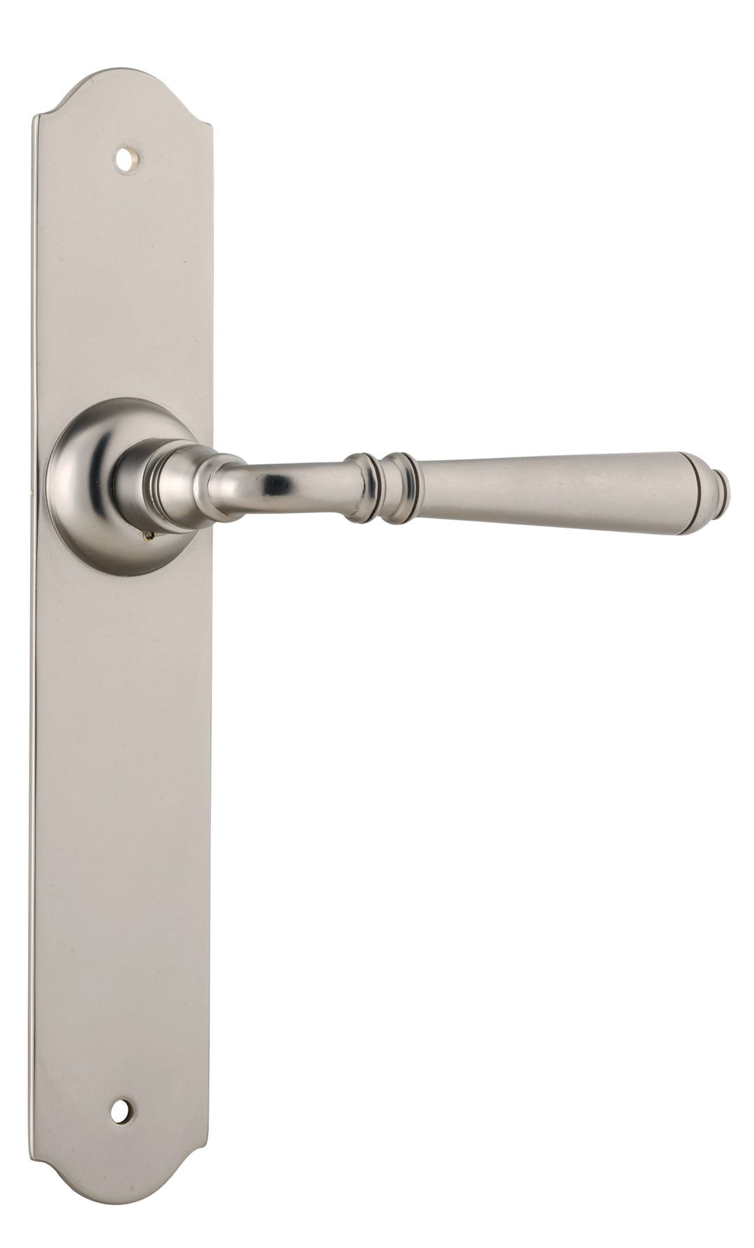 Door Lever Reims Latch Pair Satin Nickel H240xW43xP70mm