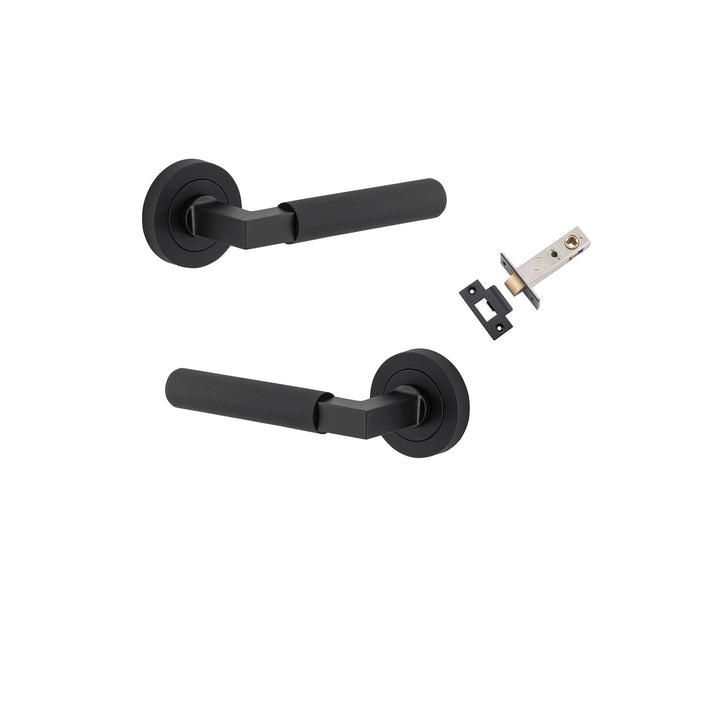 Brunswick Lever - Round Rose Passage Kit Matt Black