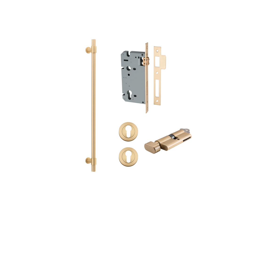 Helsinki Pull Handle - 600mm Entrance Kit with Separate High Security Lock Brushed Brass