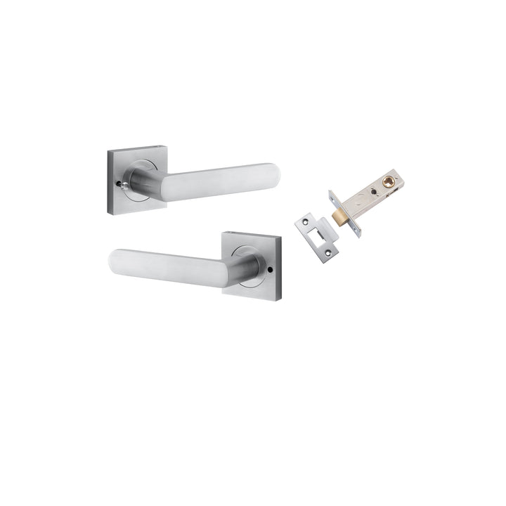 Osaka Lever - Square Rose (Inbuilt Privacy) Brushed Chrome