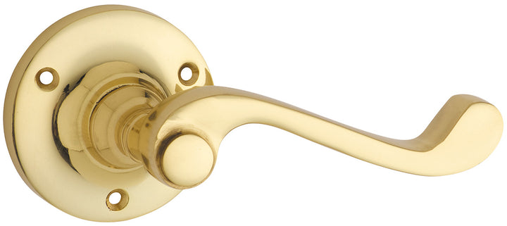 Door Lever Milton Rose Round Pair Polished Brass L103xP68mm BPD63mm