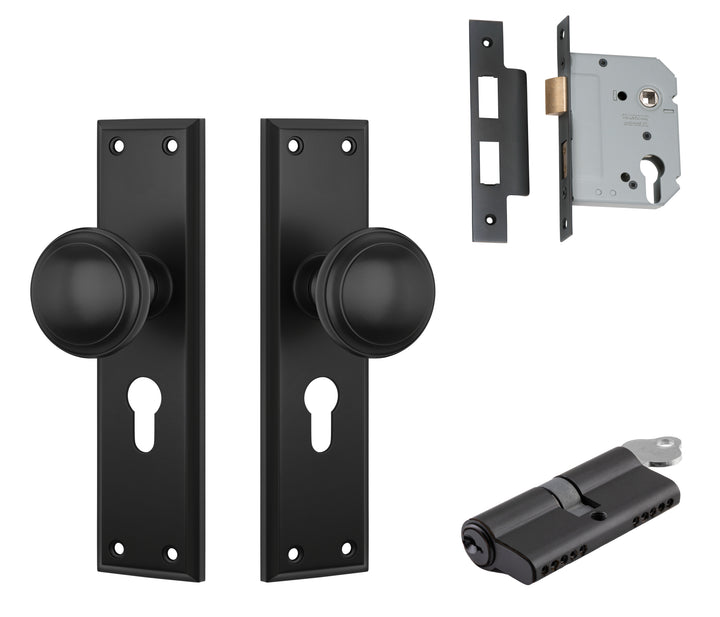 Door Knob Milton Matt Black Key / Key Entrance Set