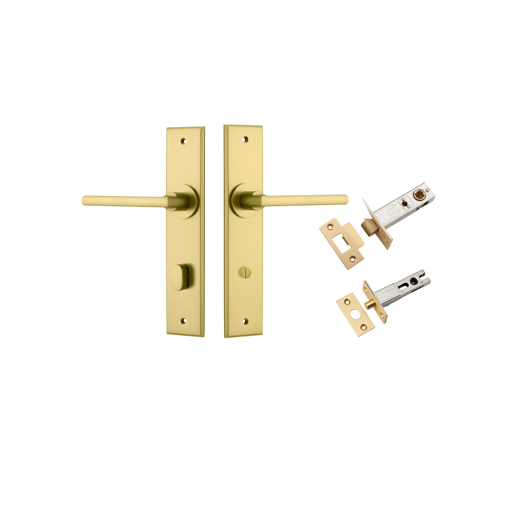 Baltimore Lever - Chamfered Backplate Privacy Kit with Privacy Turn Brushed Gold PVD