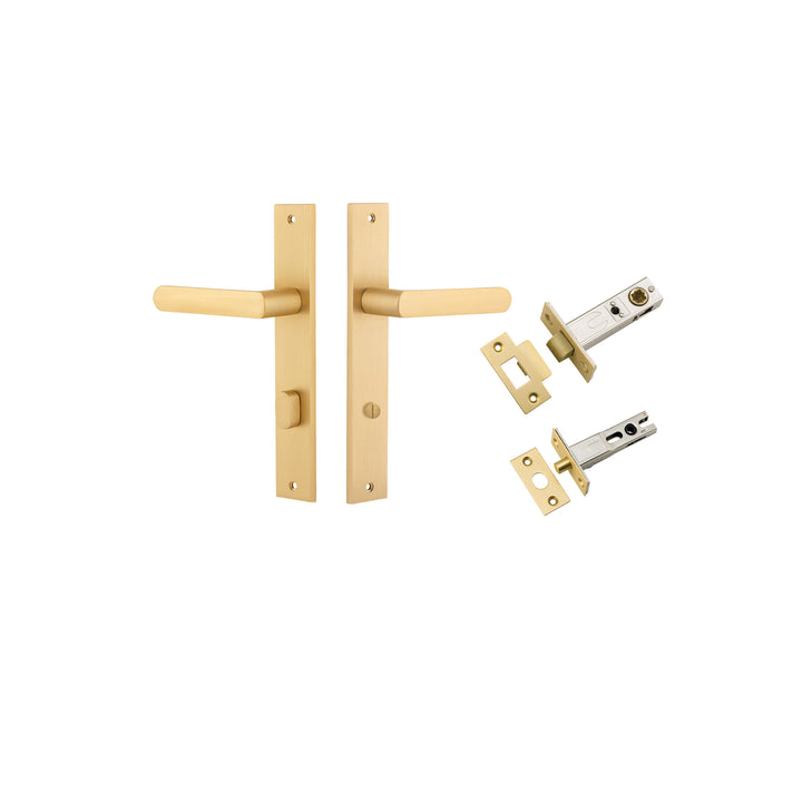 Osaka Lever - Rectangular Backplate Privacy Kit with Privacy Turn Brushed Gold PVD