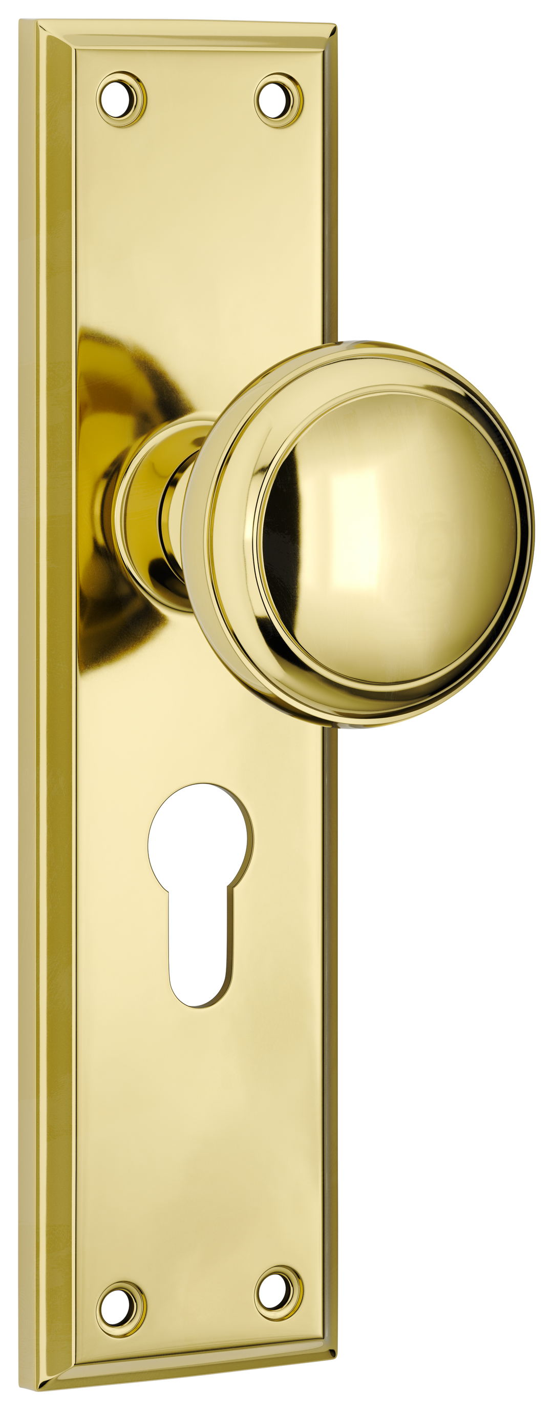 Door Knob Milton Euro Pair Polished Brass H200xW50xP73mm