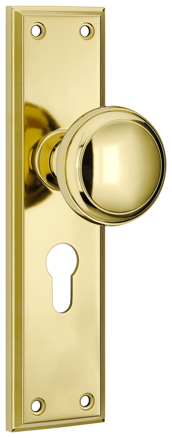 Door Knob Milton Euro Pair Polished Brass H200xW50xP73mm