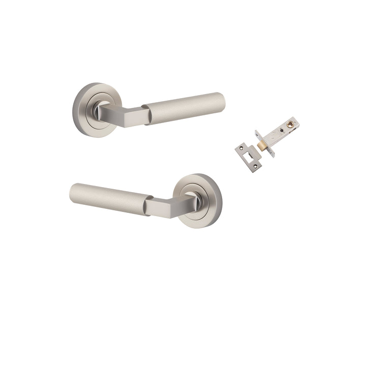 Brunswick Lever - Round Rose Passage Kit Satin Nickel