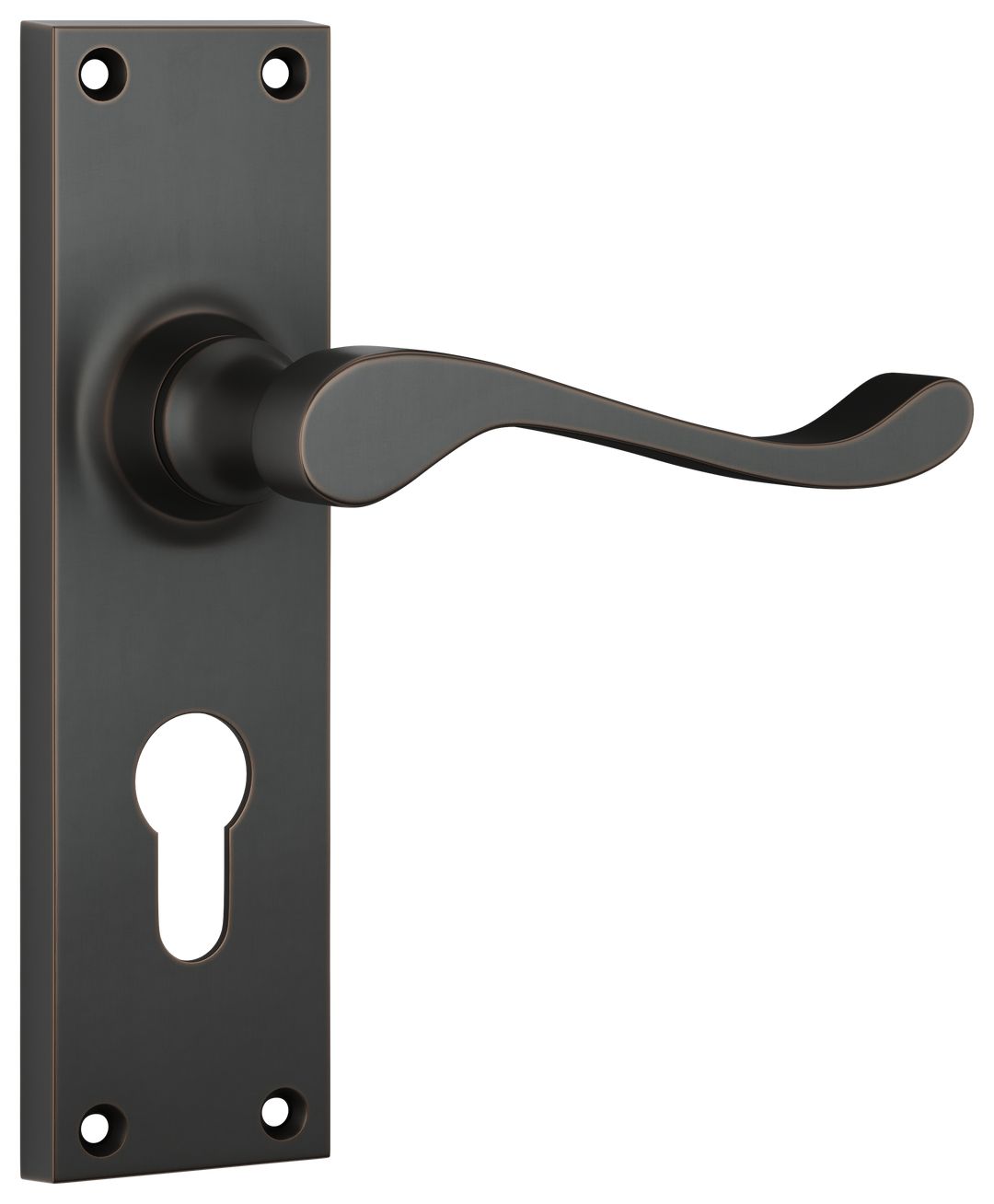 Door Lever Victorian Euro Pair Antique Copper H152xW42xP59mm