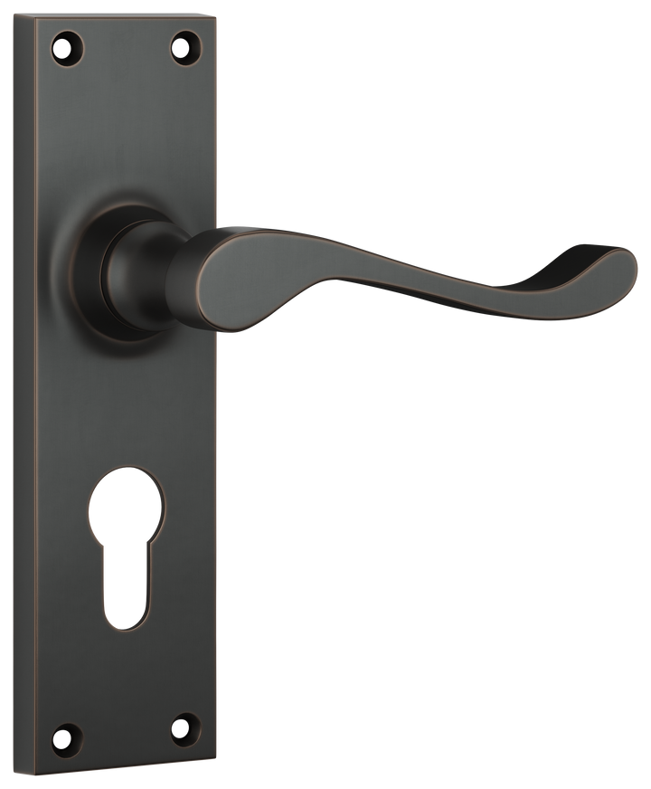 Door Lever Victorian Euro Pair Antique Copper H152xW42xP59mm