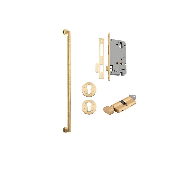 Brunswick Pull Handle - 600mm Entrance Kit with Separate High Security Lock Brushed Gold PVD