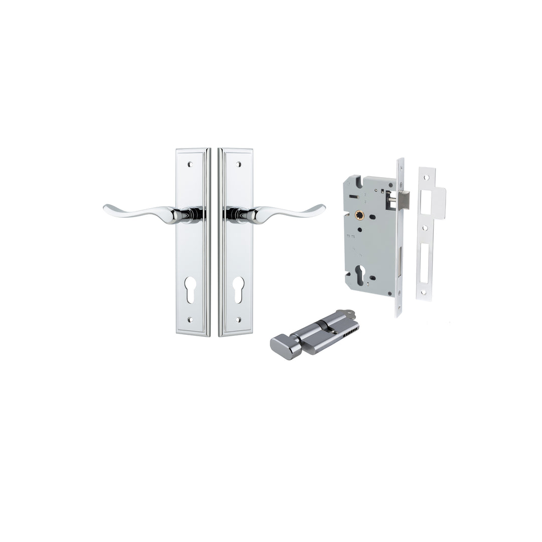 Stirling Lever - Stepped Backplate Entrance Kit with High Security Lock Polished Chrome