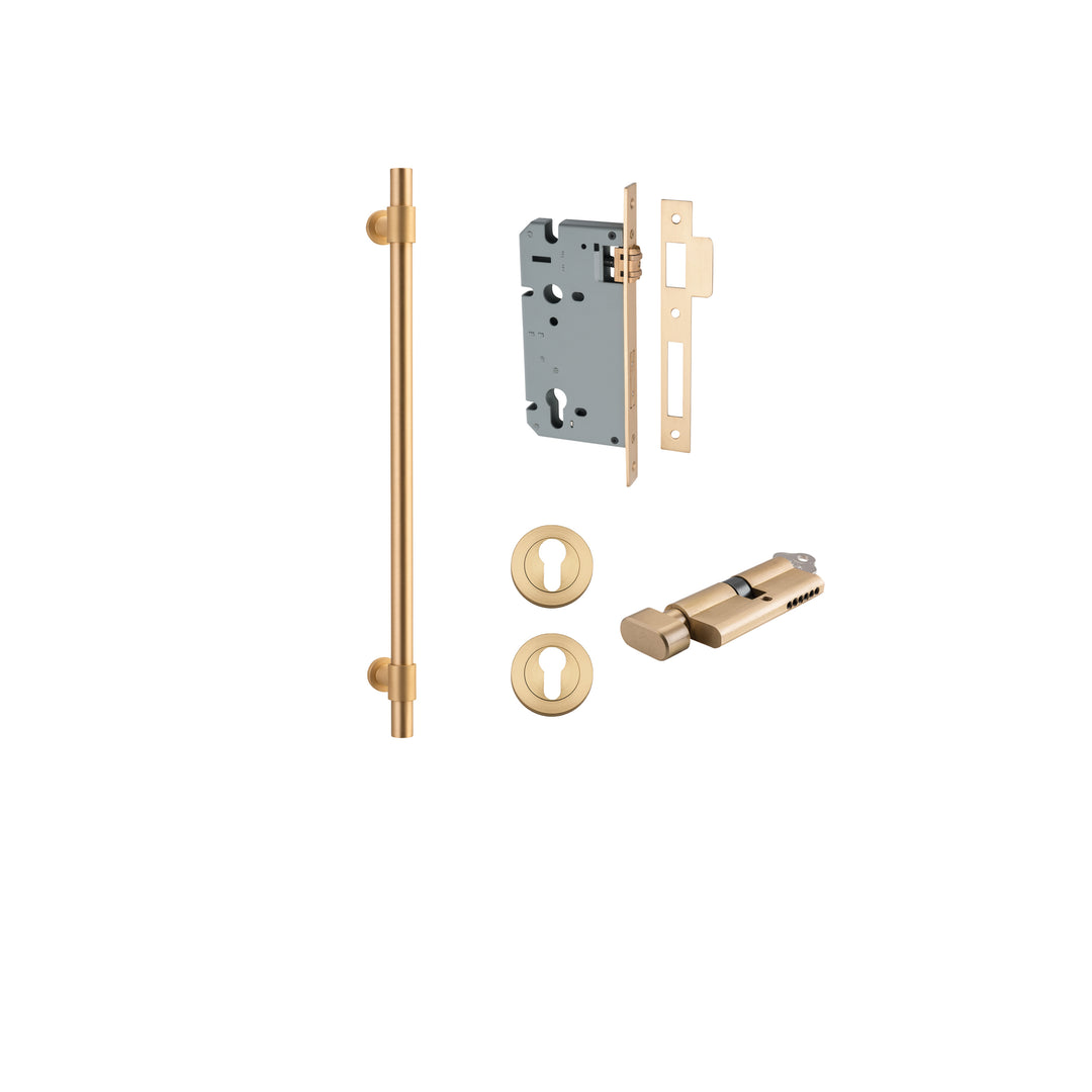 Helsinki Pull Handle - 450mm Entrance Kit with Separate High Security Lock Brushed Brass