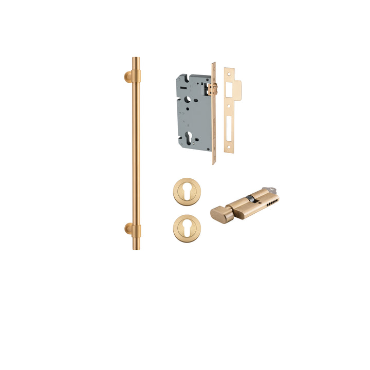 Helsinki Pull Handle - 450mm Entrance Kit with Separate High Security Lock Brushed Brass