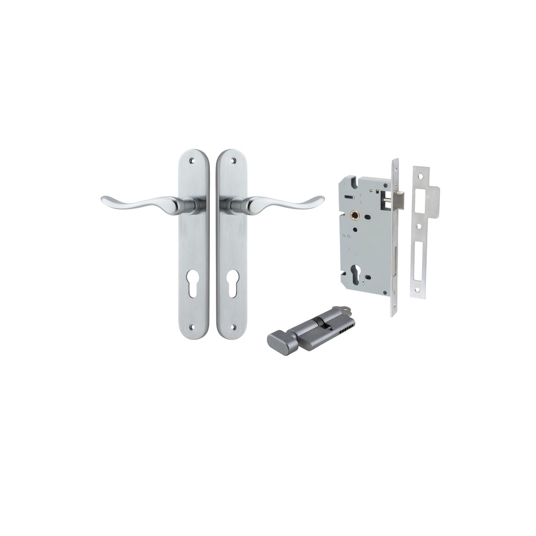 Stirling Lever - Oval Backplate Entrance Kit with High Security Lock Brushed Chrome