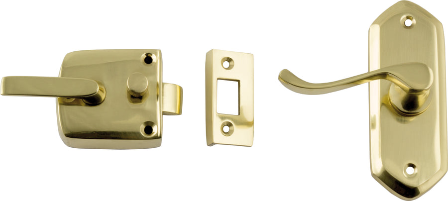 Screen Door Latch Left Hand Polished Brass H98xW36mm P40mm