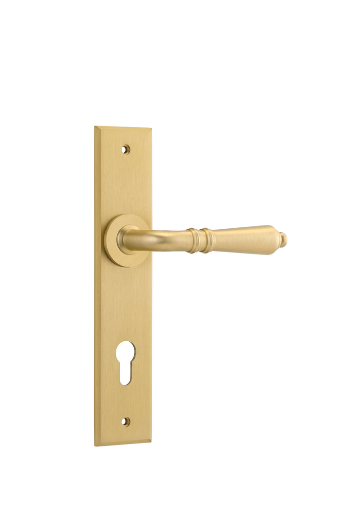 Sarlat Lever - Chamfered Backplate Brushed Gold PVD