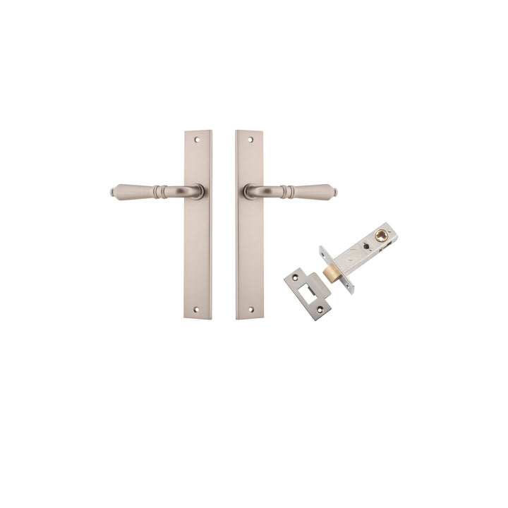 Sarlat Lever - Rectangular Backplate Passage Kit Satin Nickel