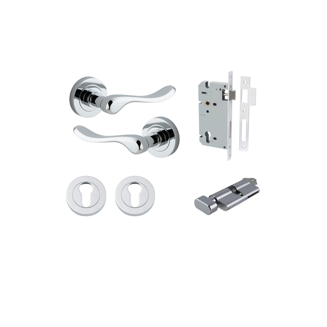 Stirling Lever - Round Rose Entrance Kit with Separate High Security Lock Polished Chrome
