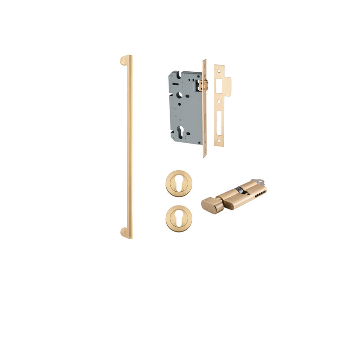Baltimore Pull Handle - 600mm Entrance Kit with Separate High Security Lock Brushed Brass