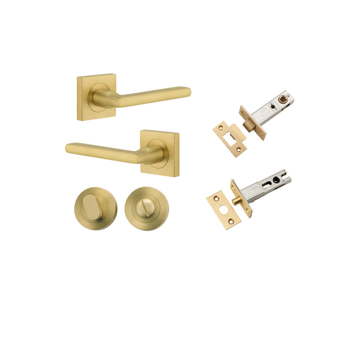 Baltimore Lever - Square Rose Privacy Kit with Separate Privacy Turn Brushed Gold PVD