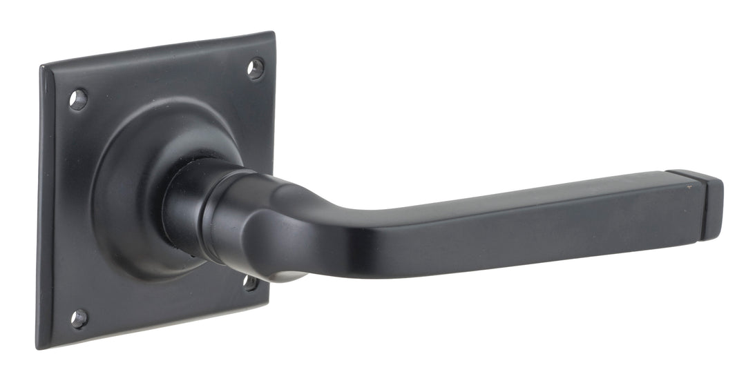 Door Lever Menton Square Rose Pair Matt Black H60xW60xP70mm