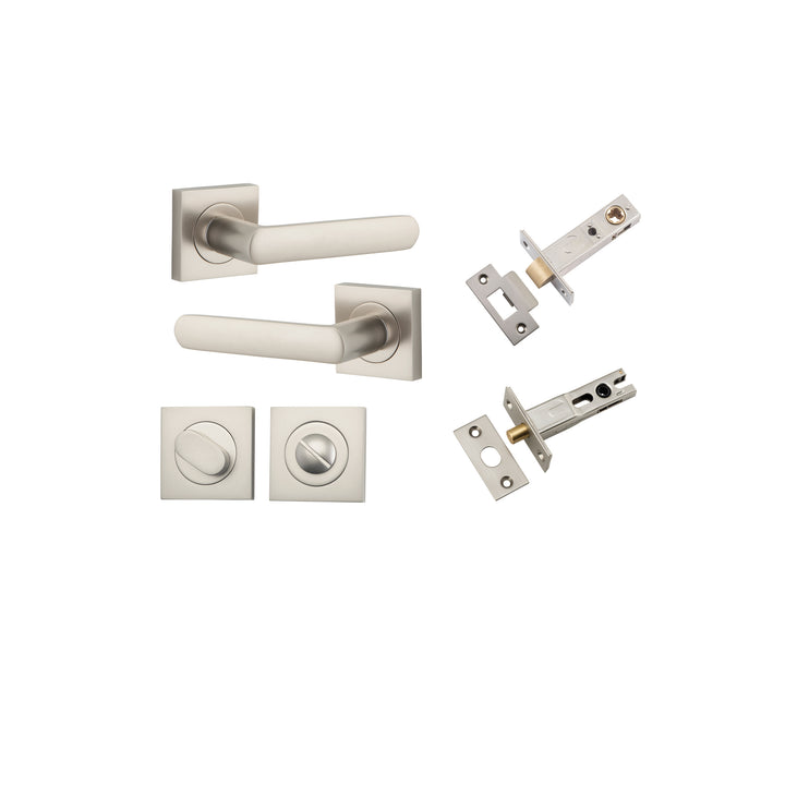Osaka Lever - Square Rose Privacy Kit with Separate Privacy Turn Satin Nickel