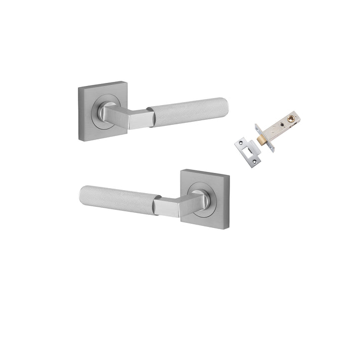 Brunswick Lever - Square Rose Passage Kit Brushed Chrome