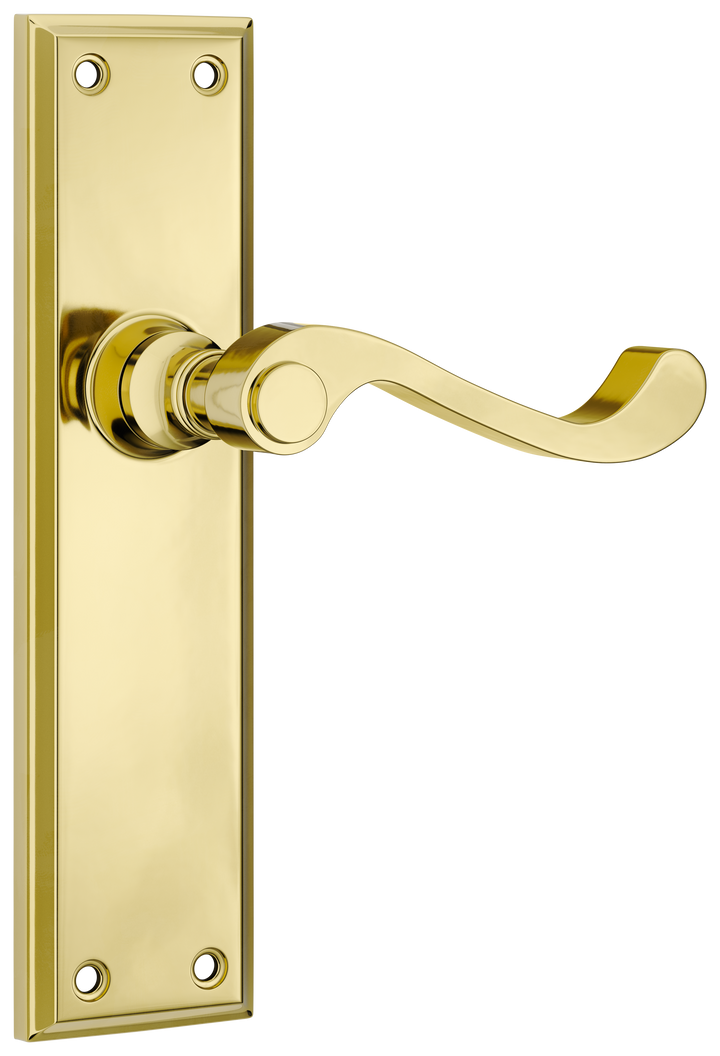 Door Lever Milton Latch Pair Polished Brass H200xW50xP68mm