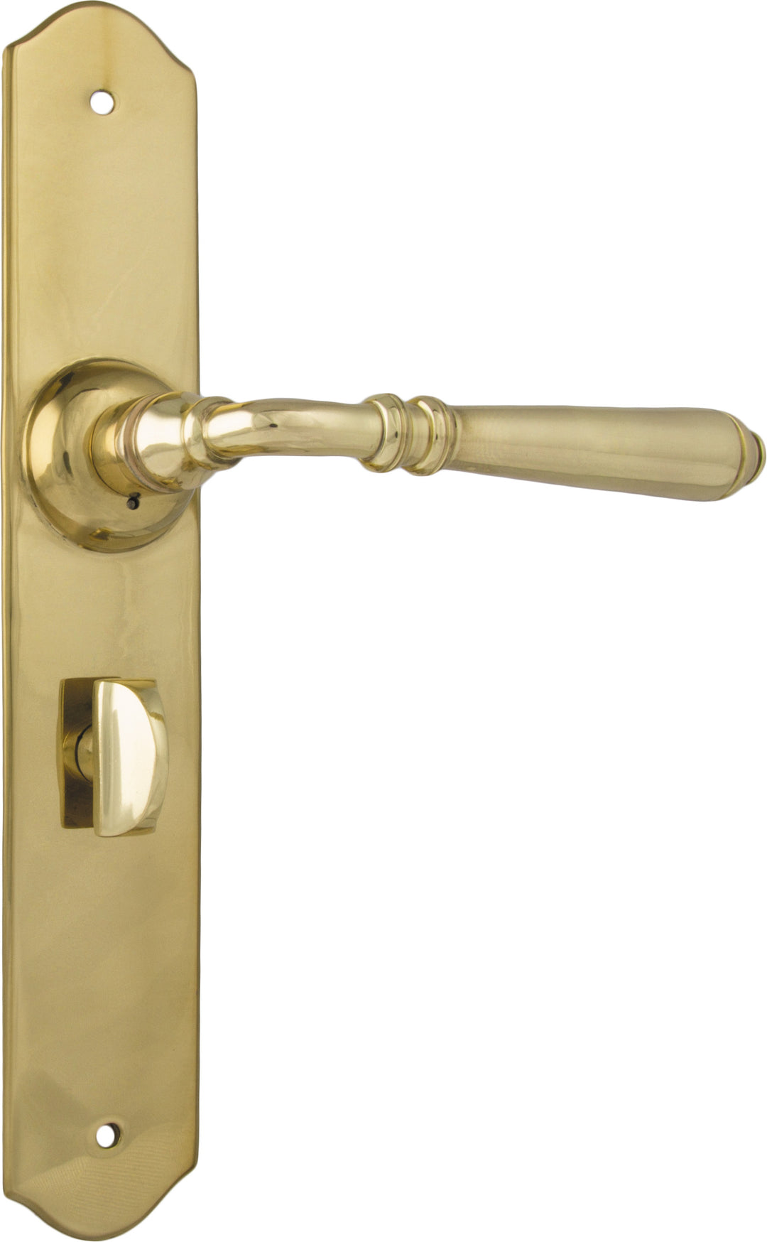 Door Lever Reims Privacy Pair Unlacquered Polished Brass H240xW43xP70mm with privacy adaptor