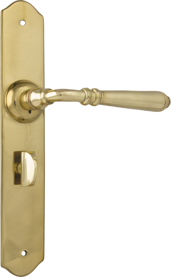 Door Lever Reims Privacy Pair Unlacquered Polished Brass H240xW43xP70mm with privacy adaptor