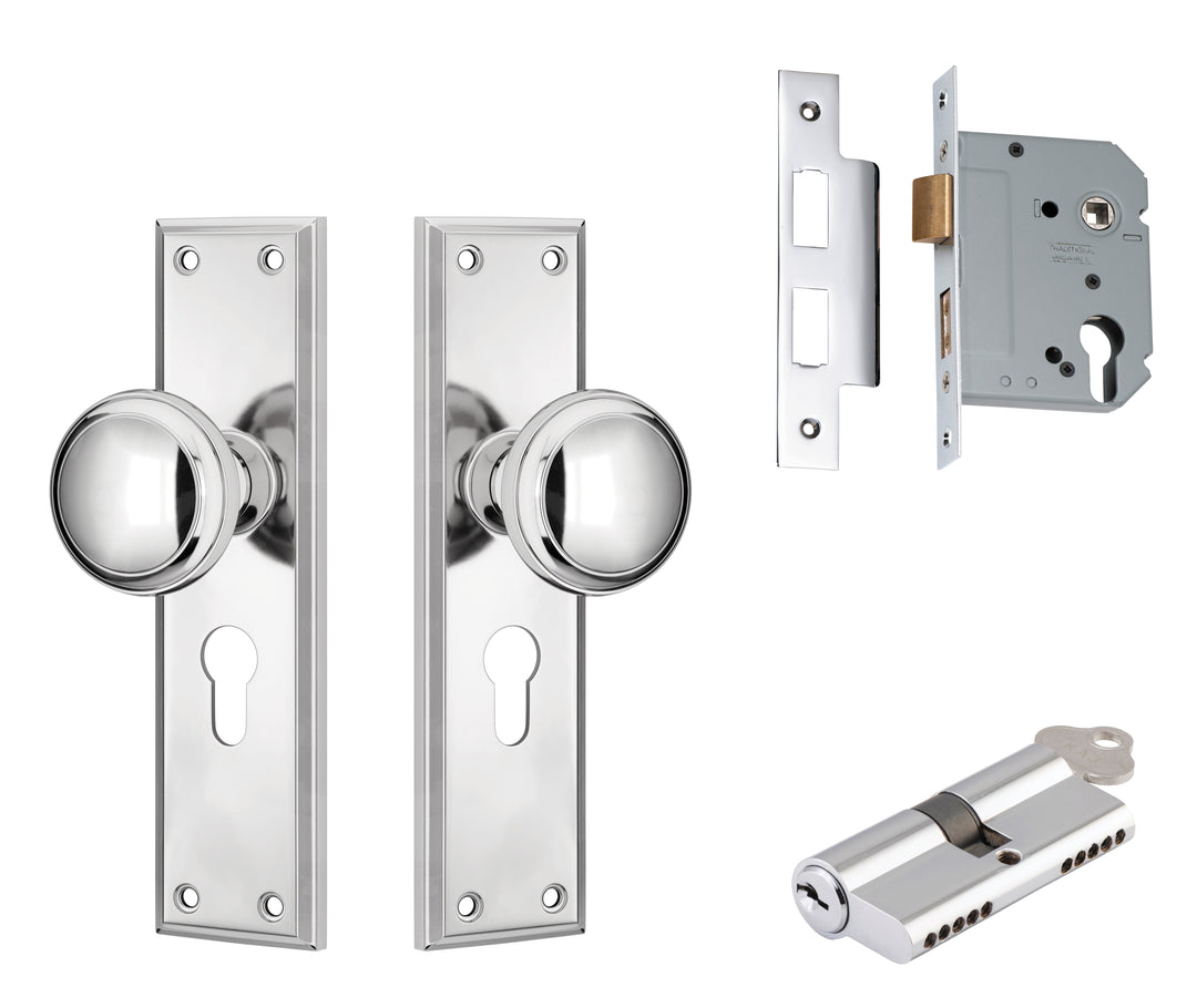 Door Knob Milton Chrome Plated Key / Key Entrance Set