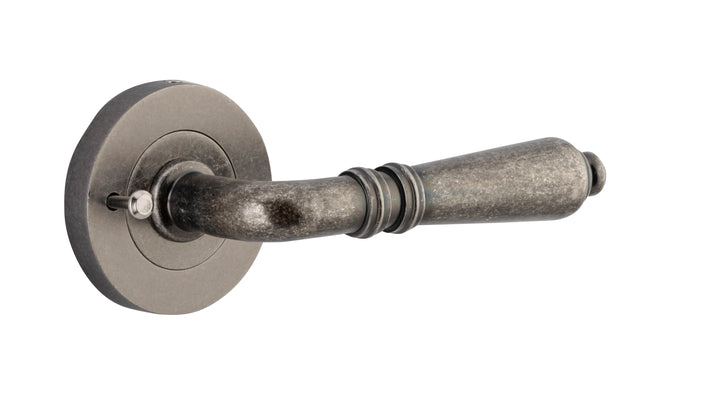 Sarlat Lever - Round Rose (Inbuilt Privacy) Distressed Nickel