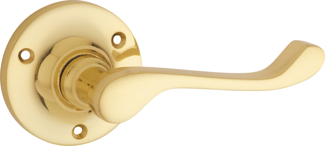 Door Lever Victorian Round Rose Pair Polished Brass D63xP59mm