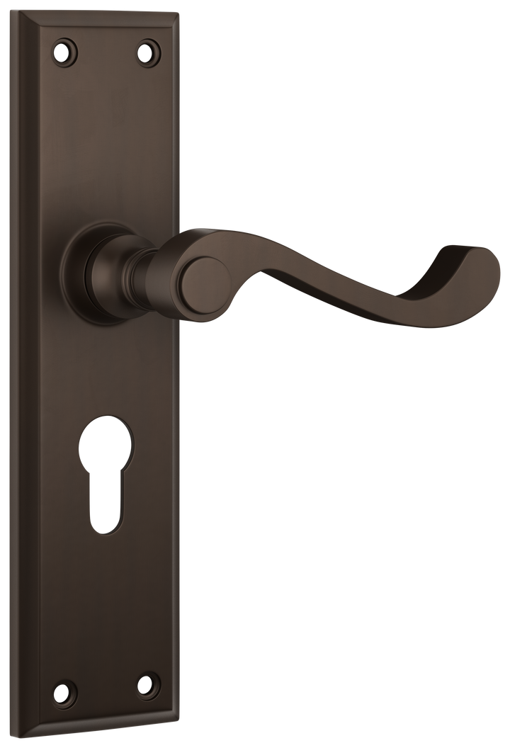 Door Lever Milton Euro Pair Antique Brass H200xW50xP68mm