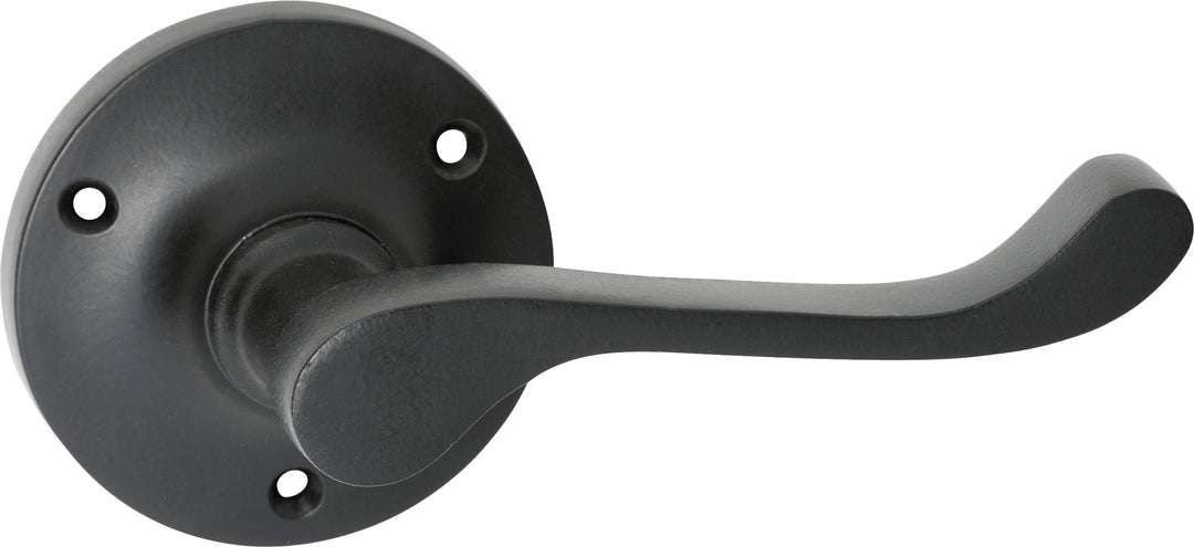 Door Lever Victorian Round Rose Pair Matt Black D63xP59mm