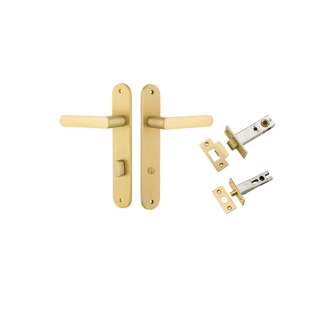 Osaka Lever - Oval Backplate Privacy Kit with Privacy Turn Brushed Gold PVD